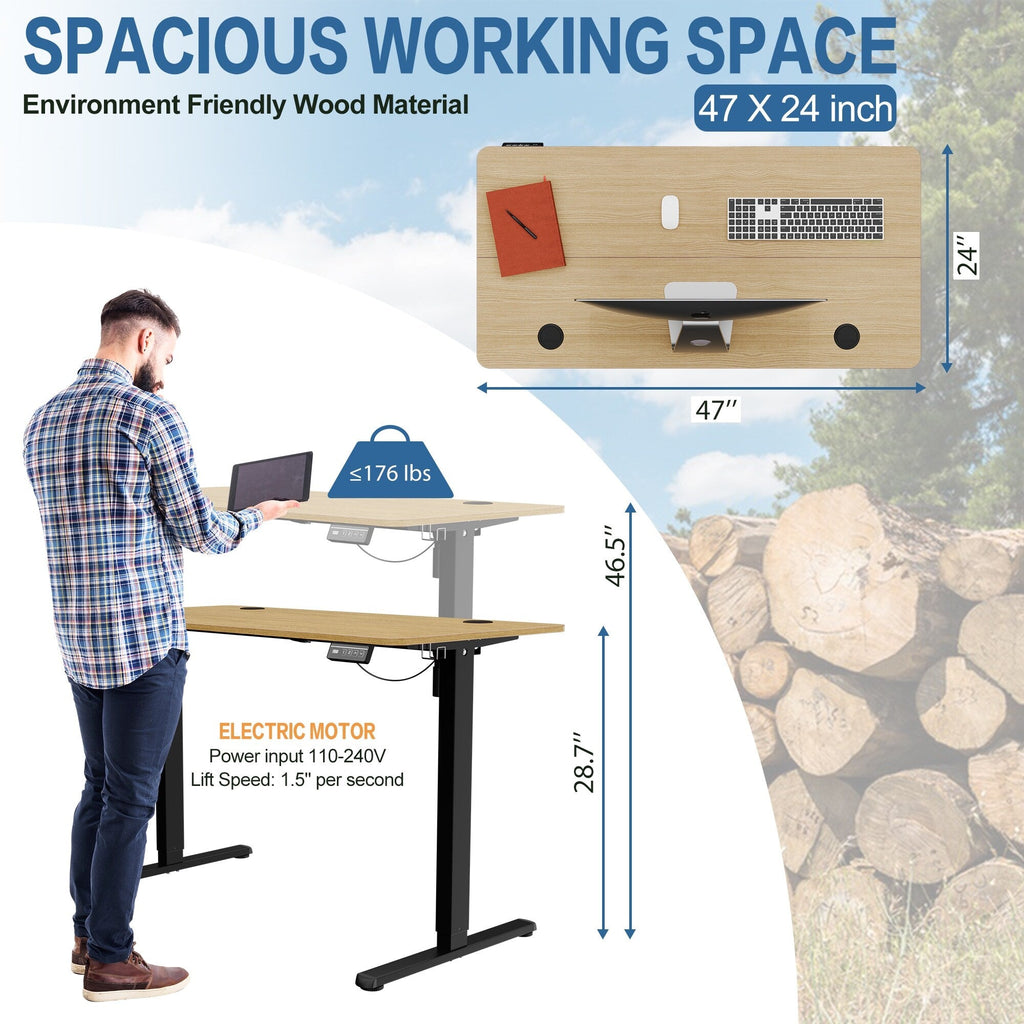 Bureau debout électrique réglable en hauteur Futzca, bureau assis-debout pour ordinateur avec panneau d'épissure