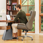 Chaise de bureau pivotante réglable en similicuir Glitzhome de 48 pouces, style milieu du siècle