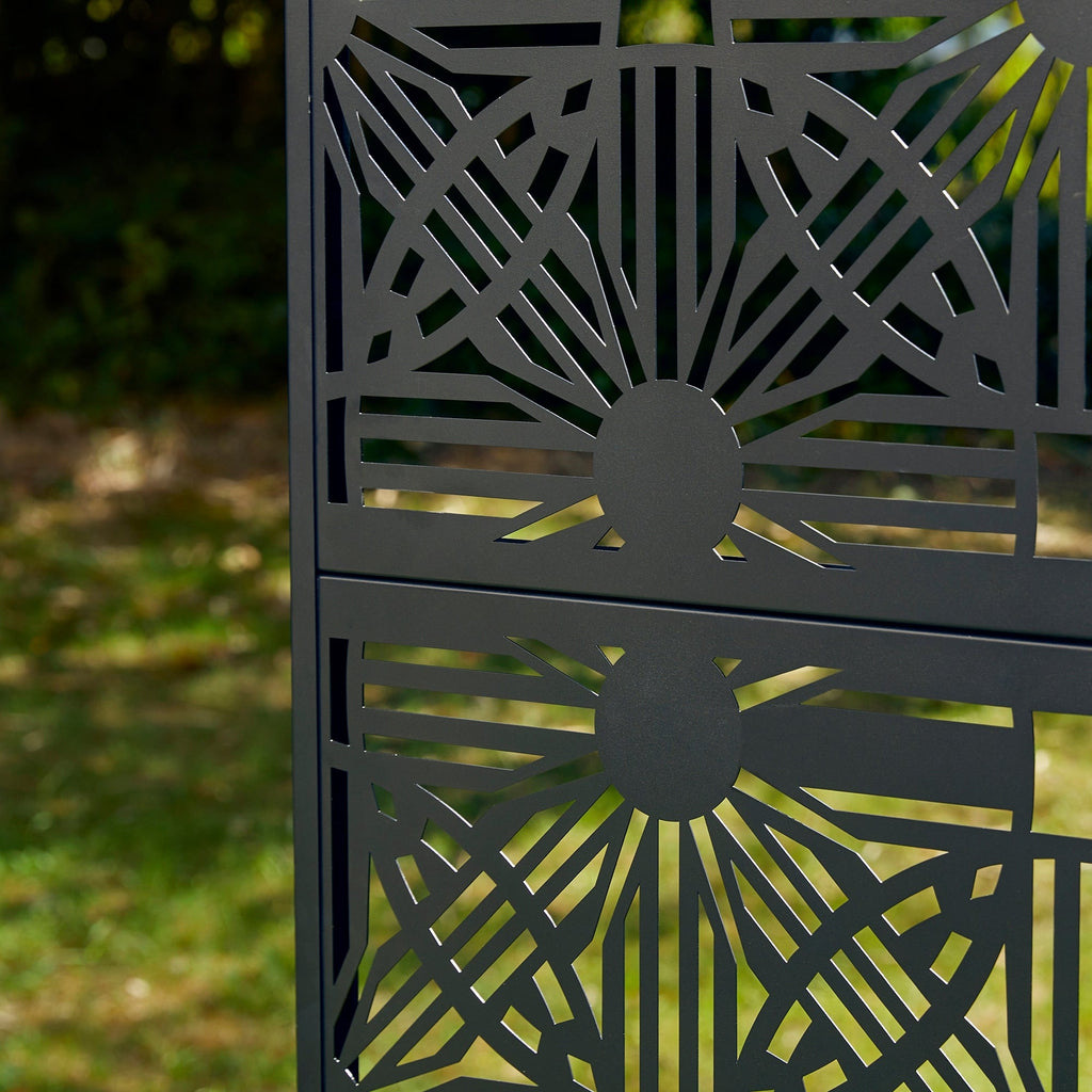 Paravent de confidentialité à 3 panneaux galvanisé à motifs floraux de 6 pieds de Glitzhome