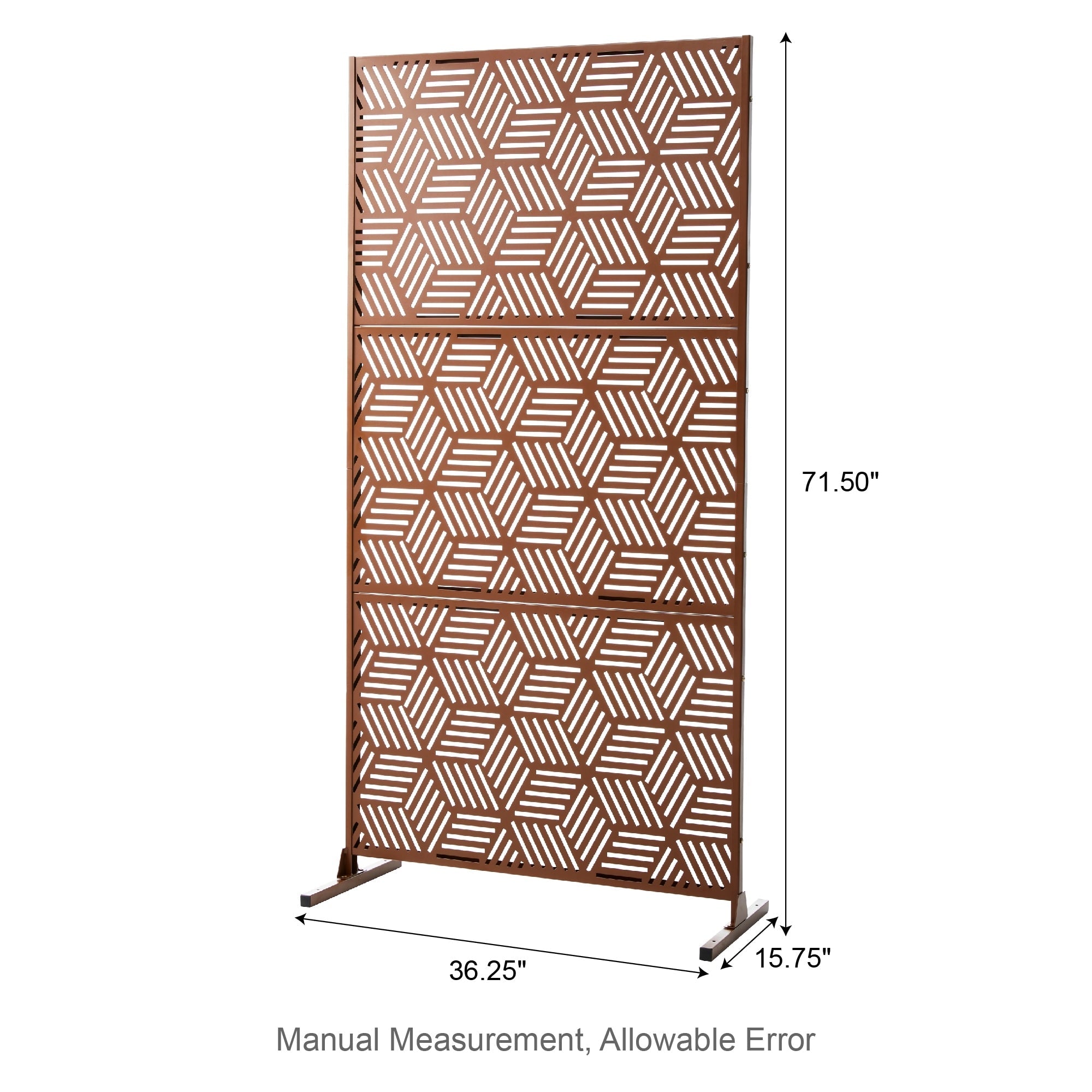 Paravent de confidentialité à 3 panneaux galvanisé à motifs floraux de 6 pieds de Glitzhome