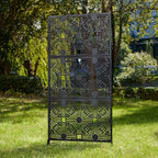 Paravent de confidentialité à 3 panneaux galvanisé à motifs floraux de 6 pieds de Glitzhome