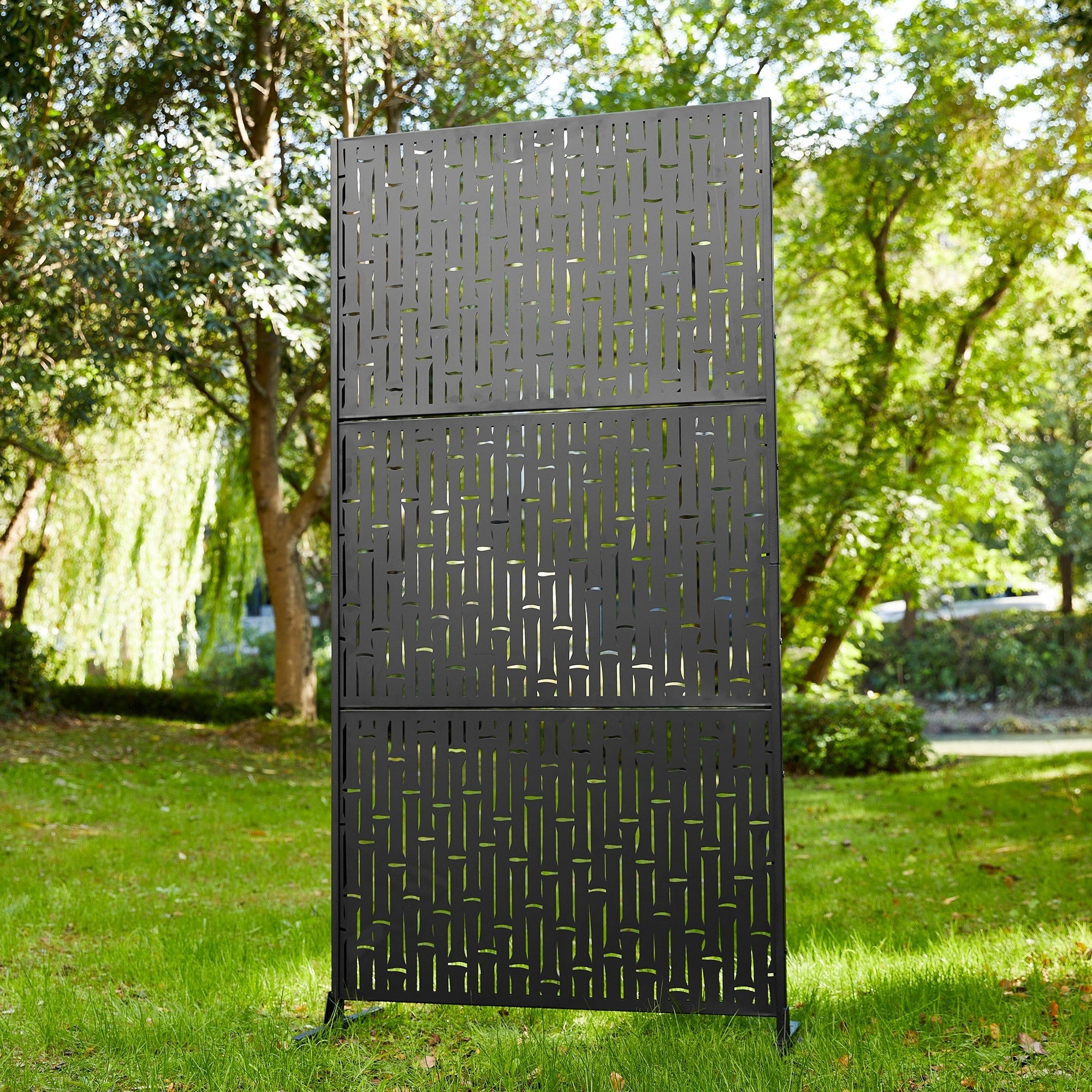 Paravent de confidentialité à 3 panneaux galvanisé à motifs floraux de 6 pieds de Glitzhome