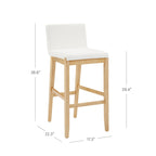 Tabouret de bar moderne Gracie, chaise rembourrée en boucle et pieds en bois brossé
