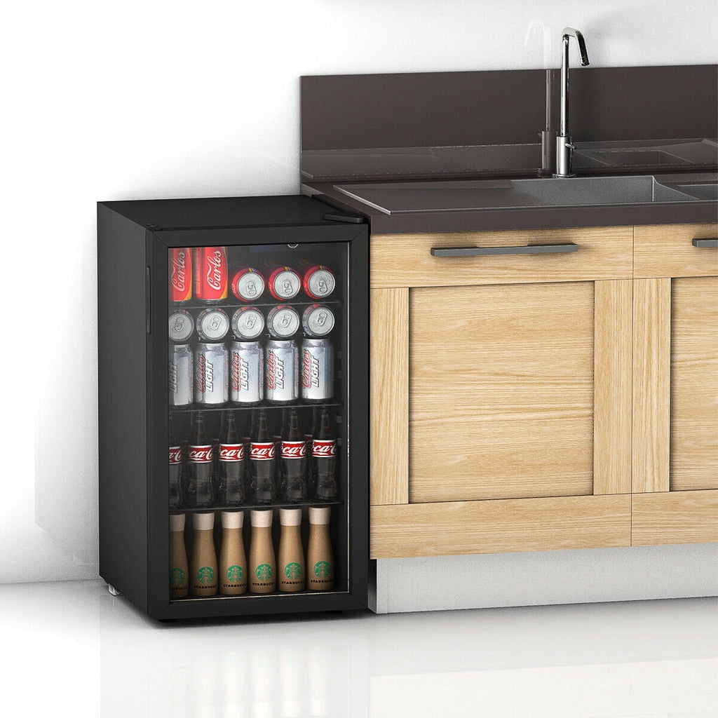 Réfrigérateur à boissons Gymax 120 canettes Mini refroidisseur de boissons pour bière, vin, soda