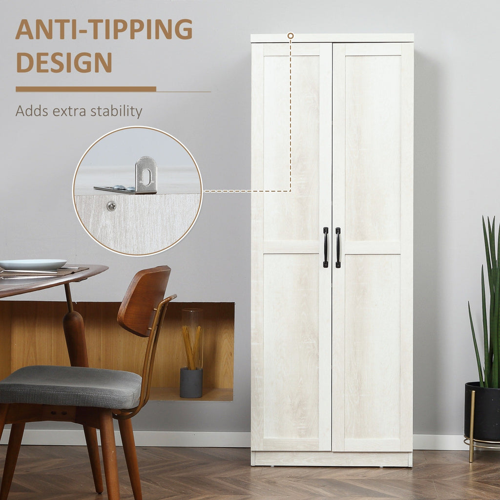 HOMCOM 63 Garde-manger de cuisine 2 portes, meuble de rangement indépendant avec étagères à 5 niveaux et 2 étagères réglables pour salle à manger