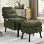 Fauteuil d'appoint HOMYKA avec dossier réglable et pouf de rangement
