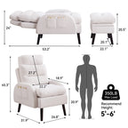 Fauteuil d'appoint HOMYKA avec dossier réglable et pouf de rangement