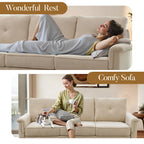 Canapé 3 places rembourré HOOOWOOO style milieu de siècle avec pieds en bois pour salon