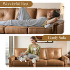 Canapé 3 places rembourré HOOOWOOO style milieu de siècle avec pieds en bois pour salon