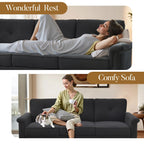 Canapé 3 places rembourré HOOOWOOO style milieu de siècle avec pieds en bois pour salon