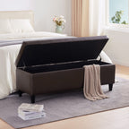 Pouf de rangement rectangulaire rembourré 50,3 x 17,50 x 18 po - Similicuir