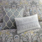 Ensemble de couette en coton gris à motif damassé Harbor House Hallie, 6 pièces
