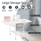 Table de bricolage réglable en hauteur avec étagères de rangement, table de découpe pliante mobile pour la maison, le bureau, la salle de couture, la salle d'artisanat