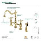 Robinet de cuisine Kingston Brass Heritage Bridge avec douchette en laiton