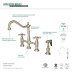Robinet de cuisine Kingston Brass Heritage Bridge avec douchette en laiton