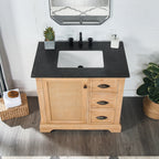 Meuble-lavabo Hervas avec plateau en marbre naturel sans miroir