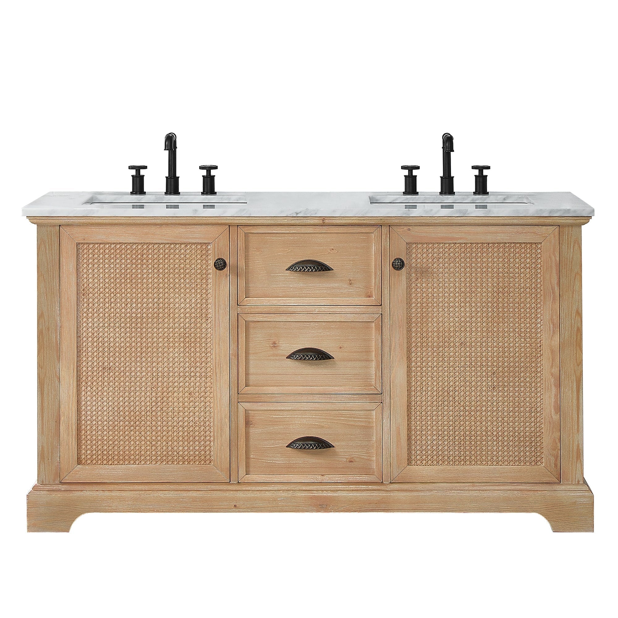 Meuble-lavabo Hervas avec plateau en marbre naturel sans miroir