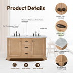 Meuble-lavabo Hervas avec plateau en marbre naturel sans miroir