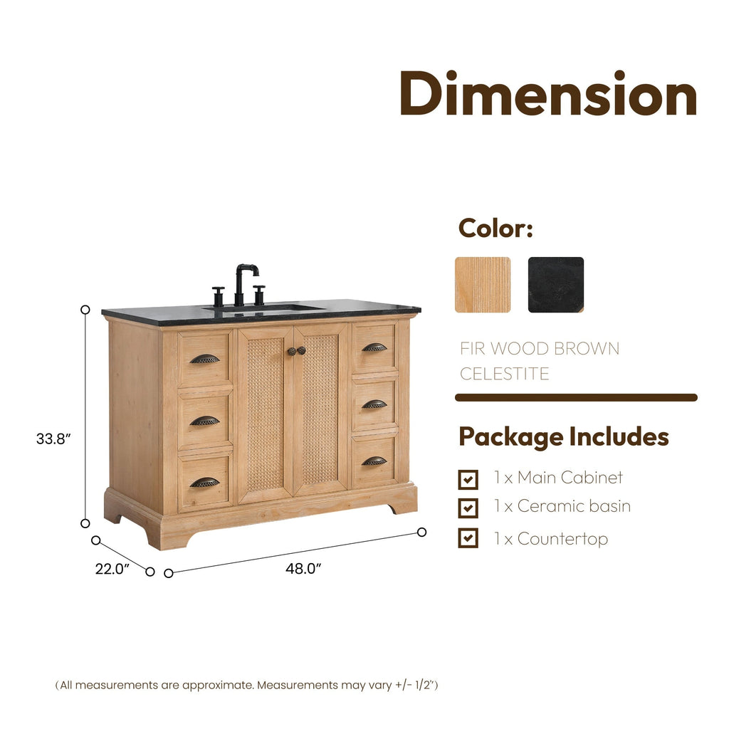 Meuble-lavabo Hervas avec plateau en marbre naturel sans miroir