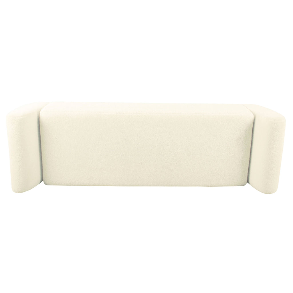 Banc de rangement moderne en sherpa avec pieds en bois HomePop