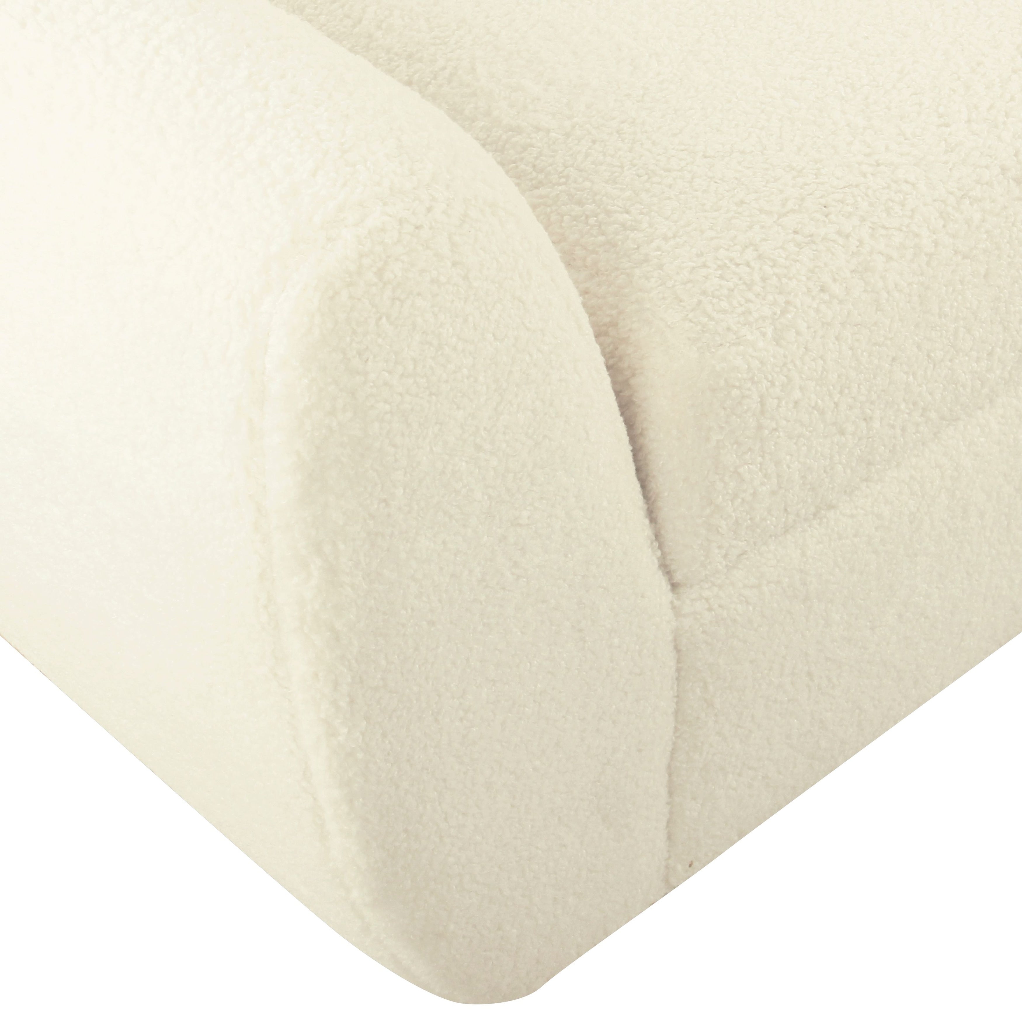 Banc de rangement moderne en sherpa avec pieds en bois HomePop