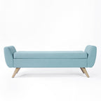 Banc de rangement moderne en sherpa avec pieds en bois HomePop