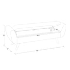 Banc de rangement moderne en sherpa avec pieds en bois HomePop