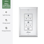 Ventilateur de plafond extérieur Hunter 52 Skyflow avec kit d'éclairage LED, commande murale - Côtier moderne contemporain - WeatherMax - CLASSÉ HUMIDE !