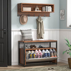 Ensemble de porte-manteaux et de bancs à chaussures pour entrée, porte-manteaux et porte-chaussures de style industriel