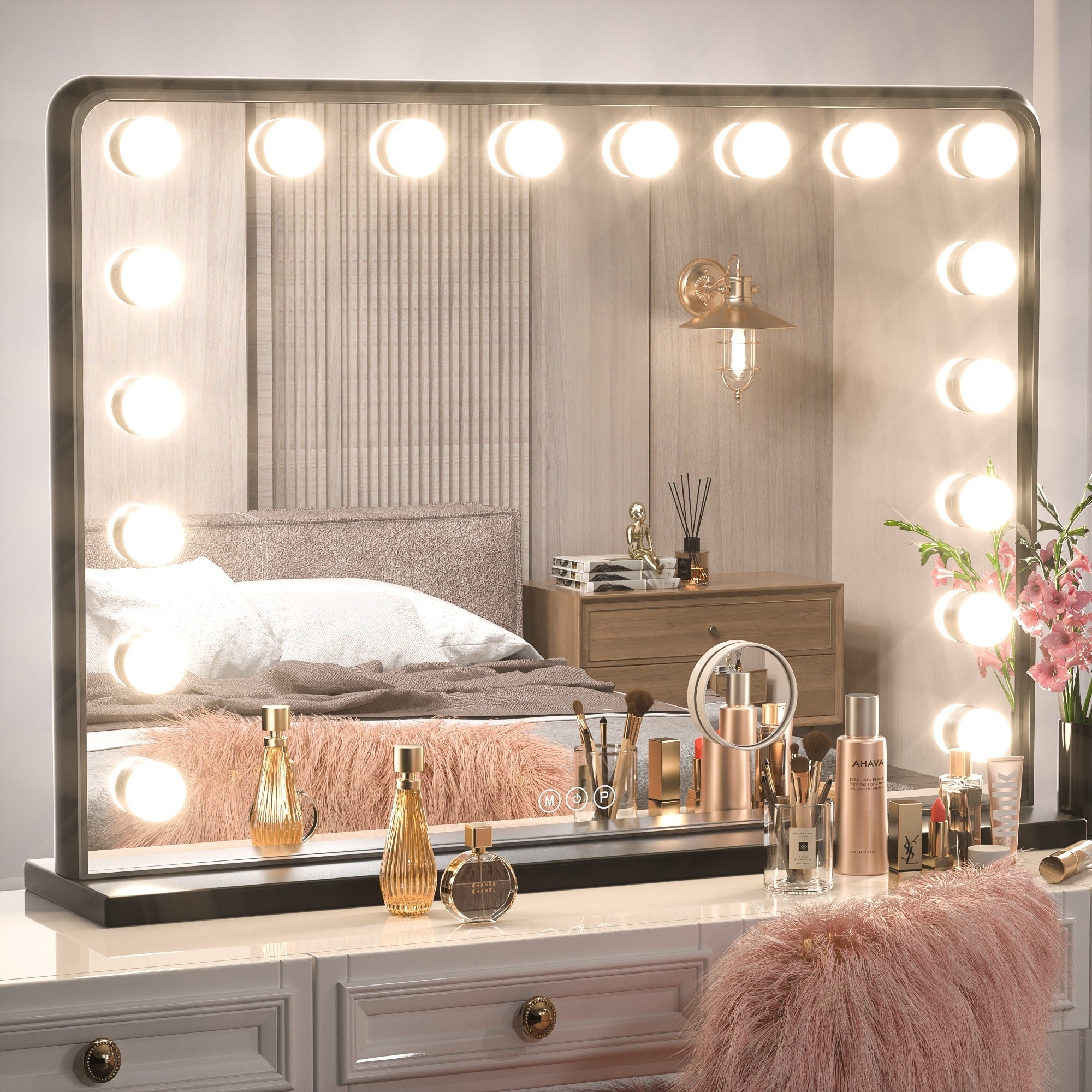Miroir de maquillage Hollywood Keonjinn à LED avec 15/18 lumières LED