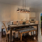 Lustre linéaire moderne Kasy à 5 lumières en verre texturé pour îlot de cuisine, design unique