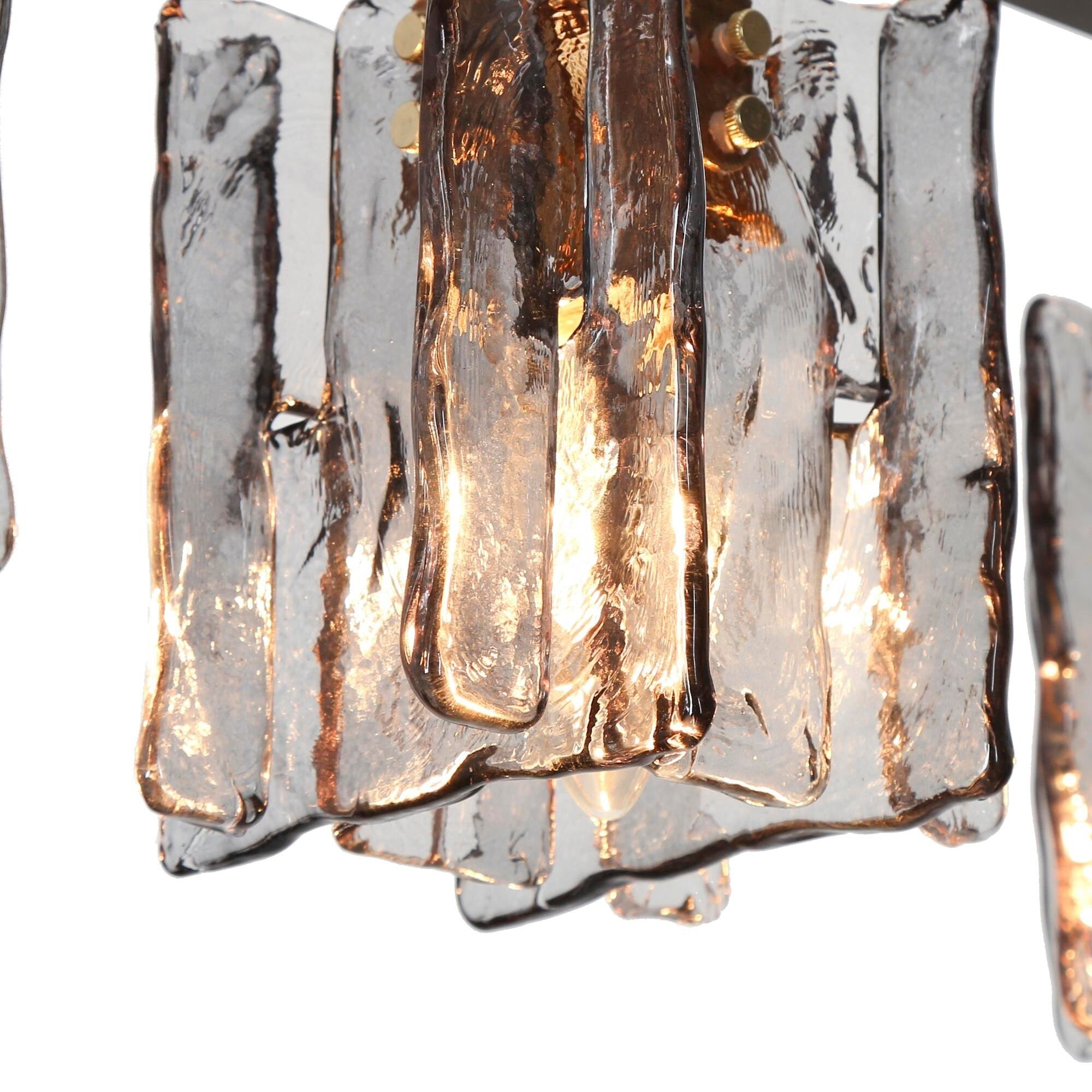 Lustre linéaire moderne Kasy à 5 lumières en verre texturé pour îlot de cuisine, design unique