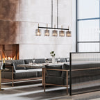 Lustre linéaire moderne Kasy à 5 lumières en verre texturé pour îlot de cuisine, design unique