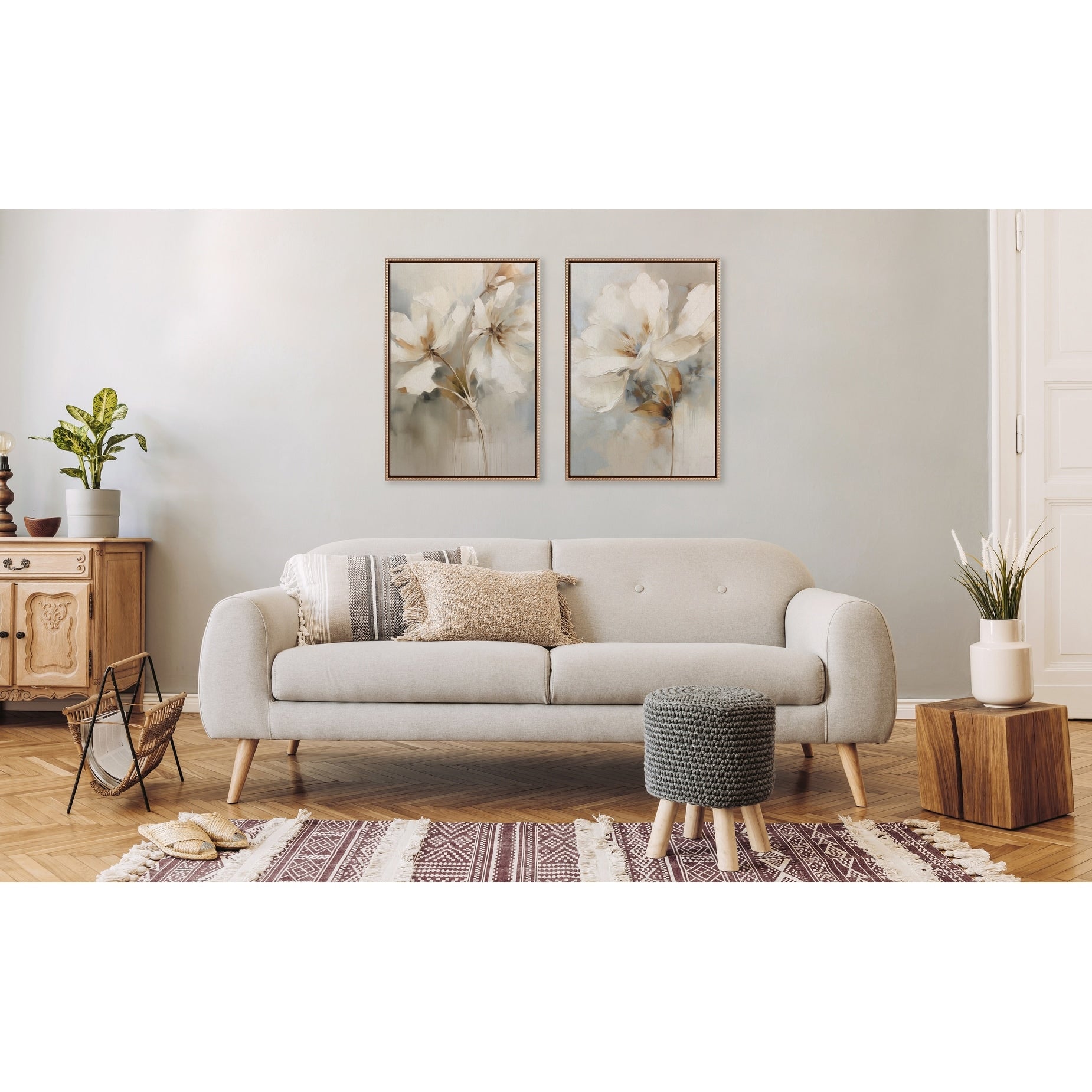 Kate et Laurel Sylvie Toile botanique abstraite perlée