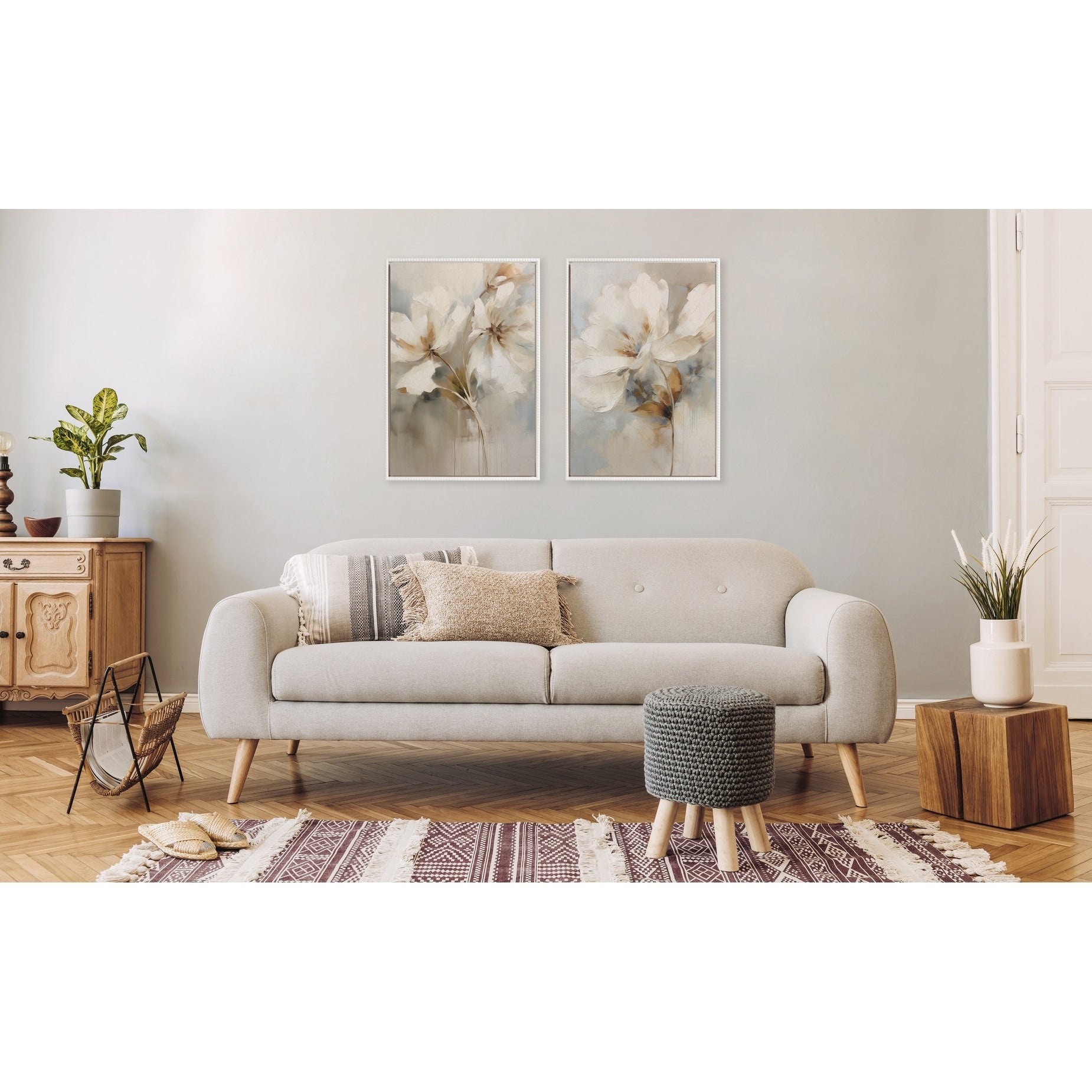 Kate et Laurel Sylvie Toile botanique abstraite perlée