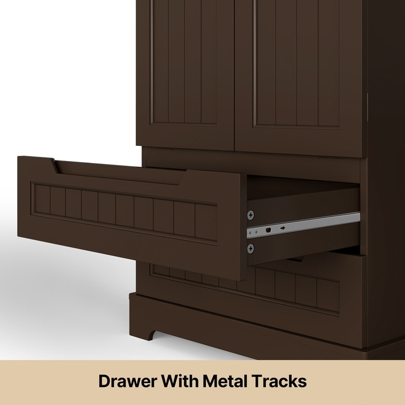 Armoire de rangement pour cuisine, garde-manger, armoire de rangement de salle de bain indépendante avec 2 portes et tiroirs