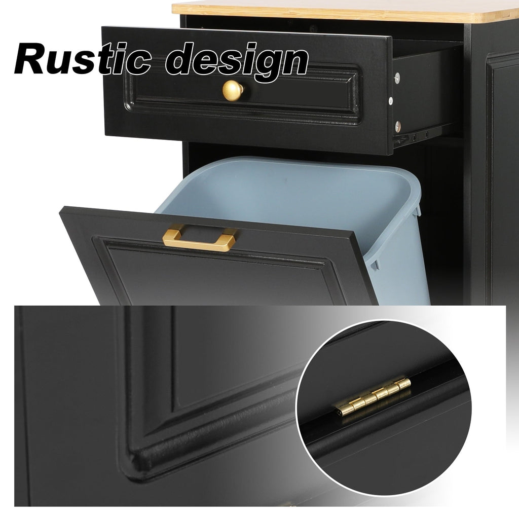 Poubelle de cuisine inclinable avec tiroir et rangement sur plan de travail en bois