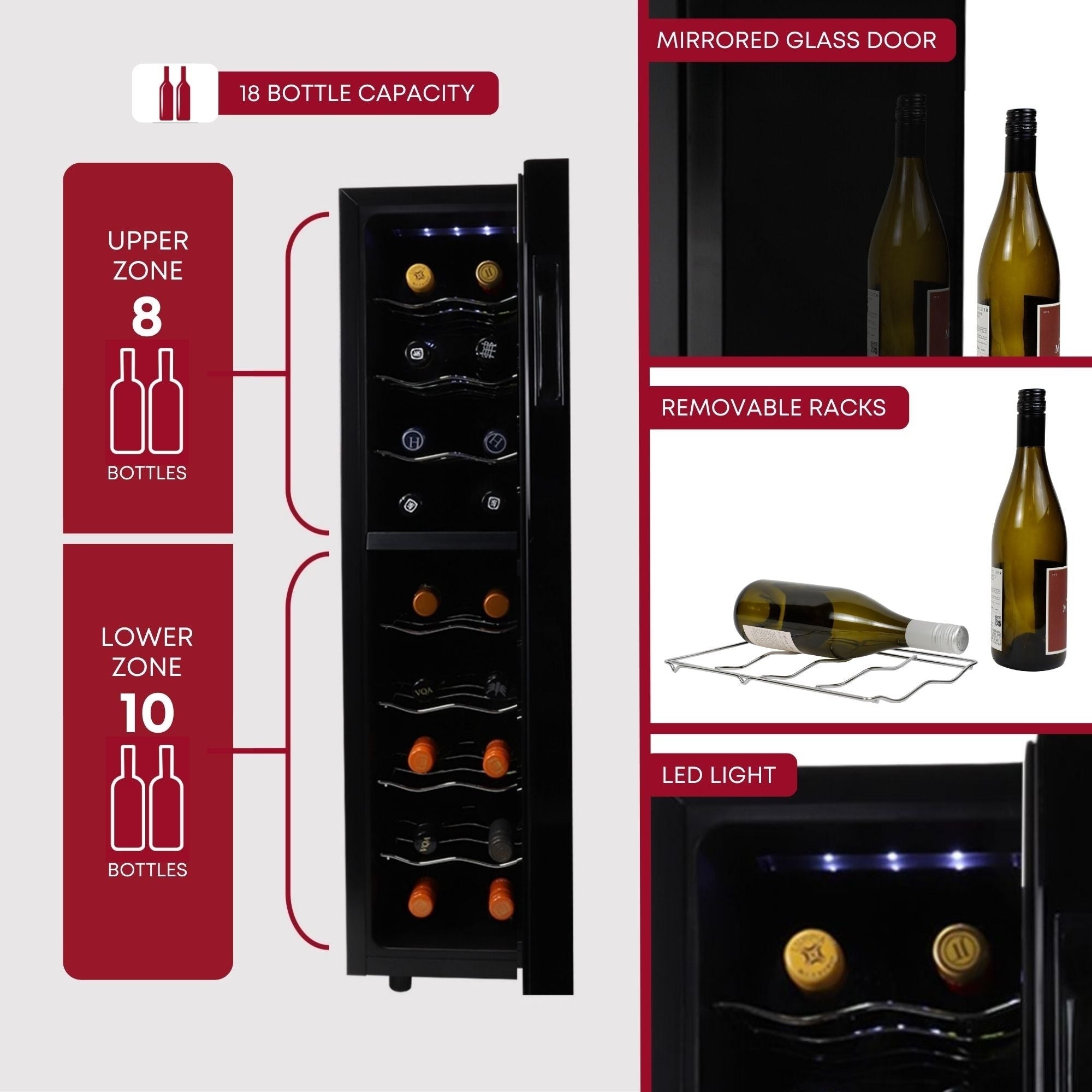 Réfrigérateur à vin autonome Koolatron Slim à deux zones pour 18 bouteilles