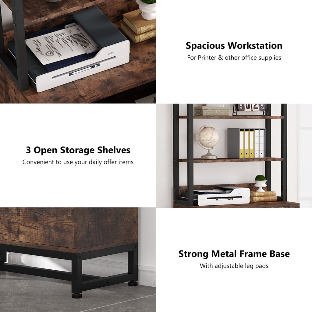 Classeur à 2 tiroirs, meuble de classement moderne avec support d'imprimante et serrure