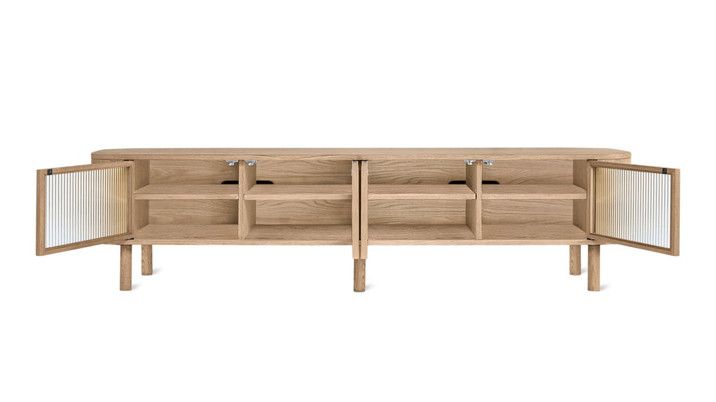 Meuble TV vitrine, chêne blanc