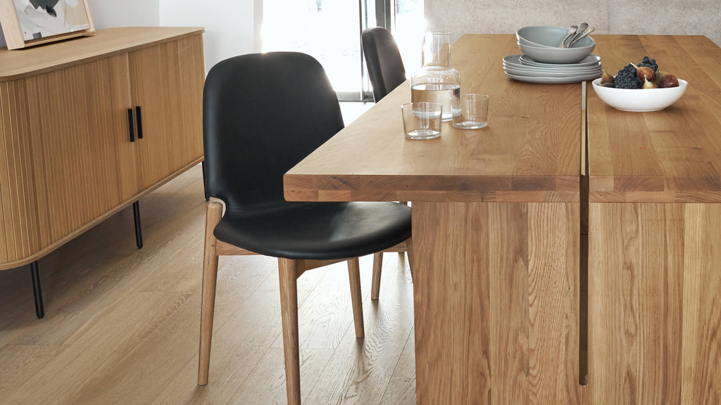 Chaises de salle à manger Dine In (lot de deux), chêne/cuir noir