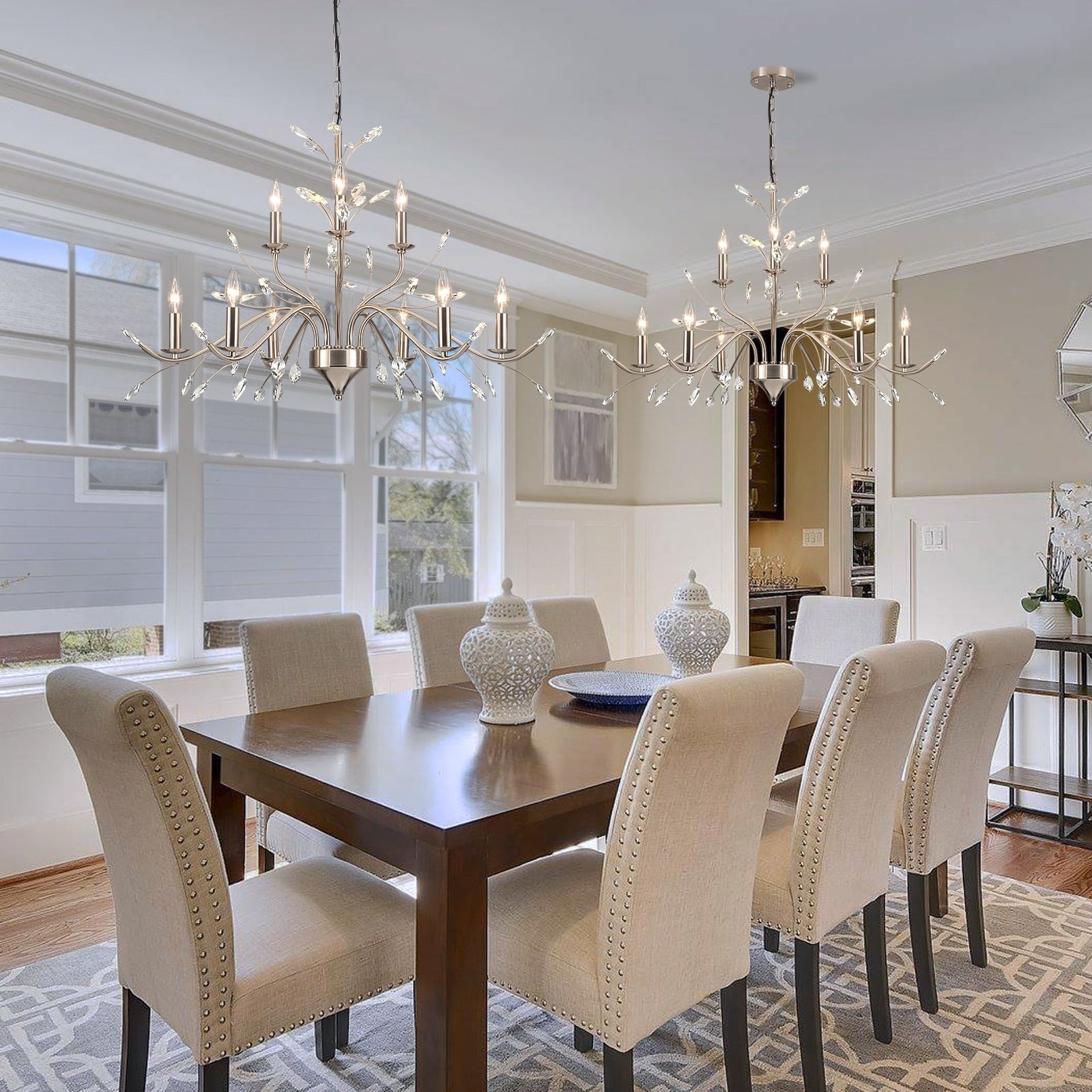 Lustre en cristal style bougie style rétro avec branches d'arbres