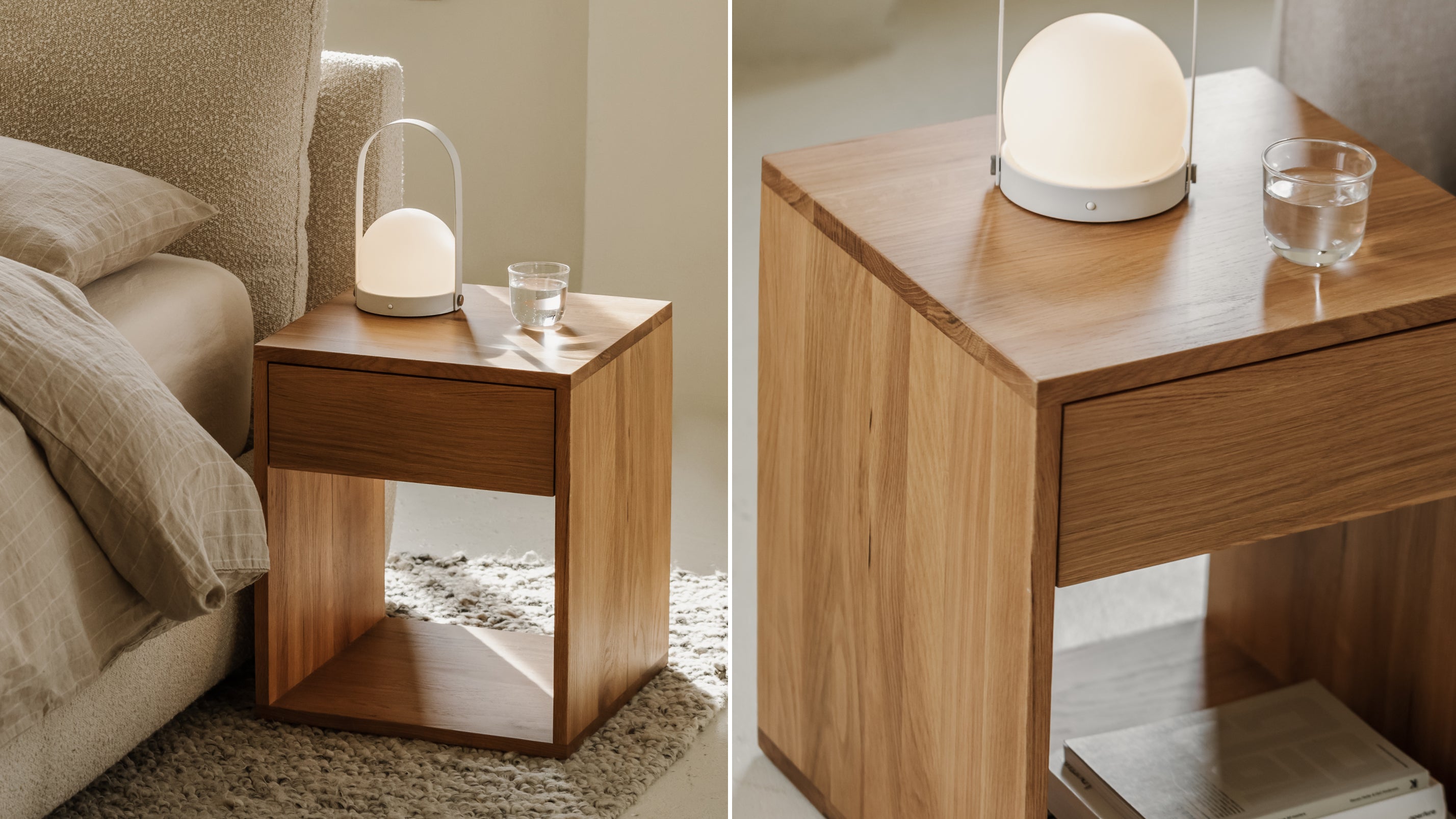 Table de chevet Rest Easy avec tiroir, haute, chêne