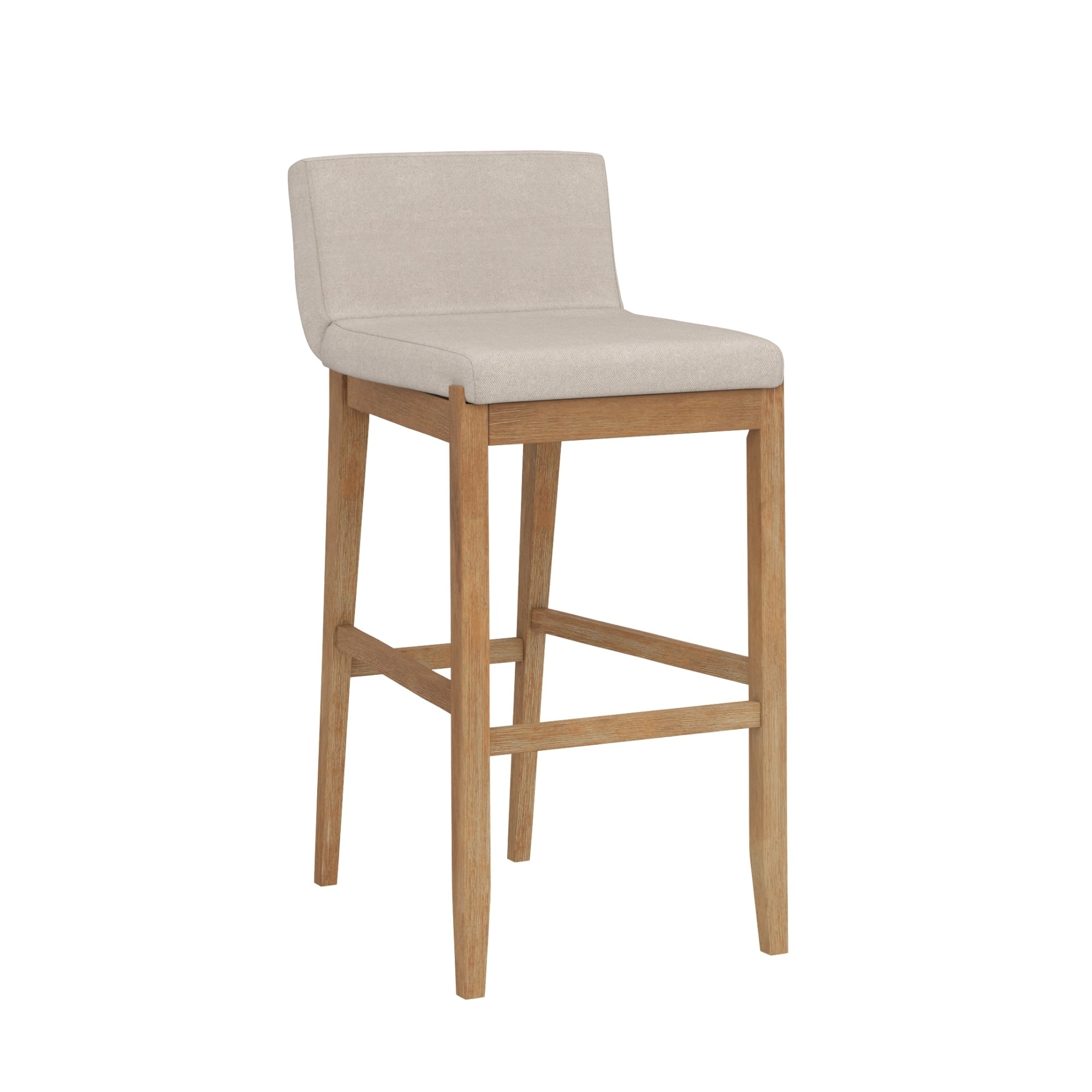 Tabouret de bar moderne Gracie, chaise rembourrée en boucle et pieds en bois brossé