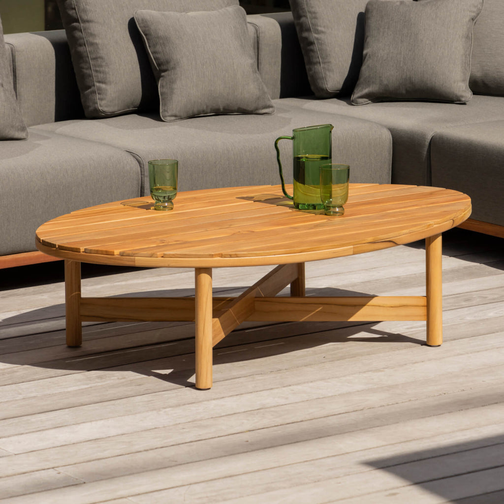 Table basse d'extérieur Table Talk, grand modèle, en teck