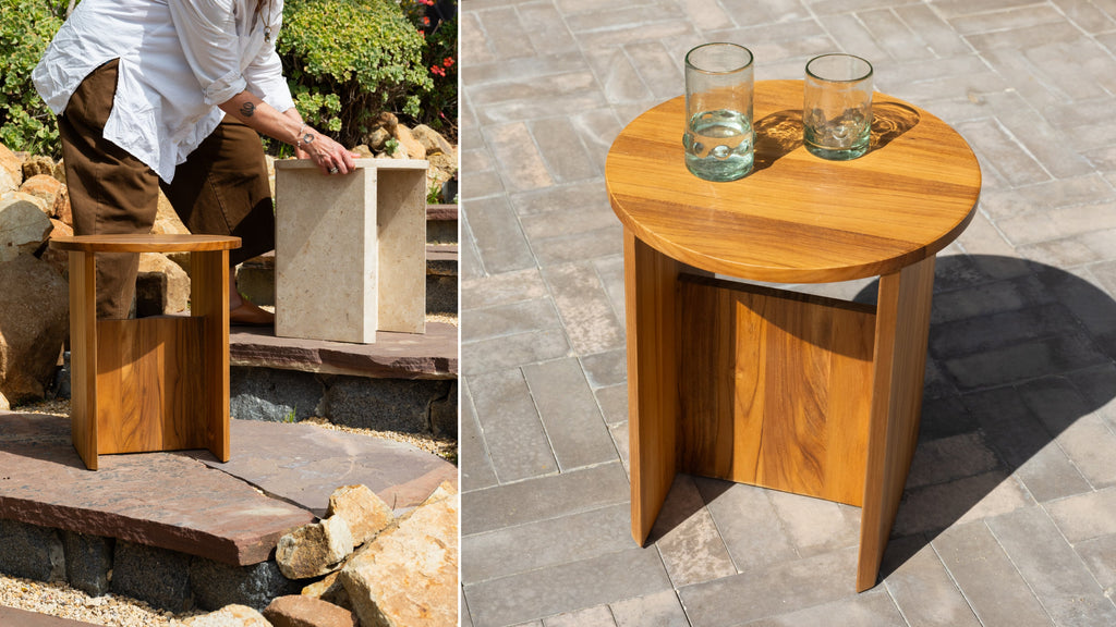 Tabouret de campagne, teck