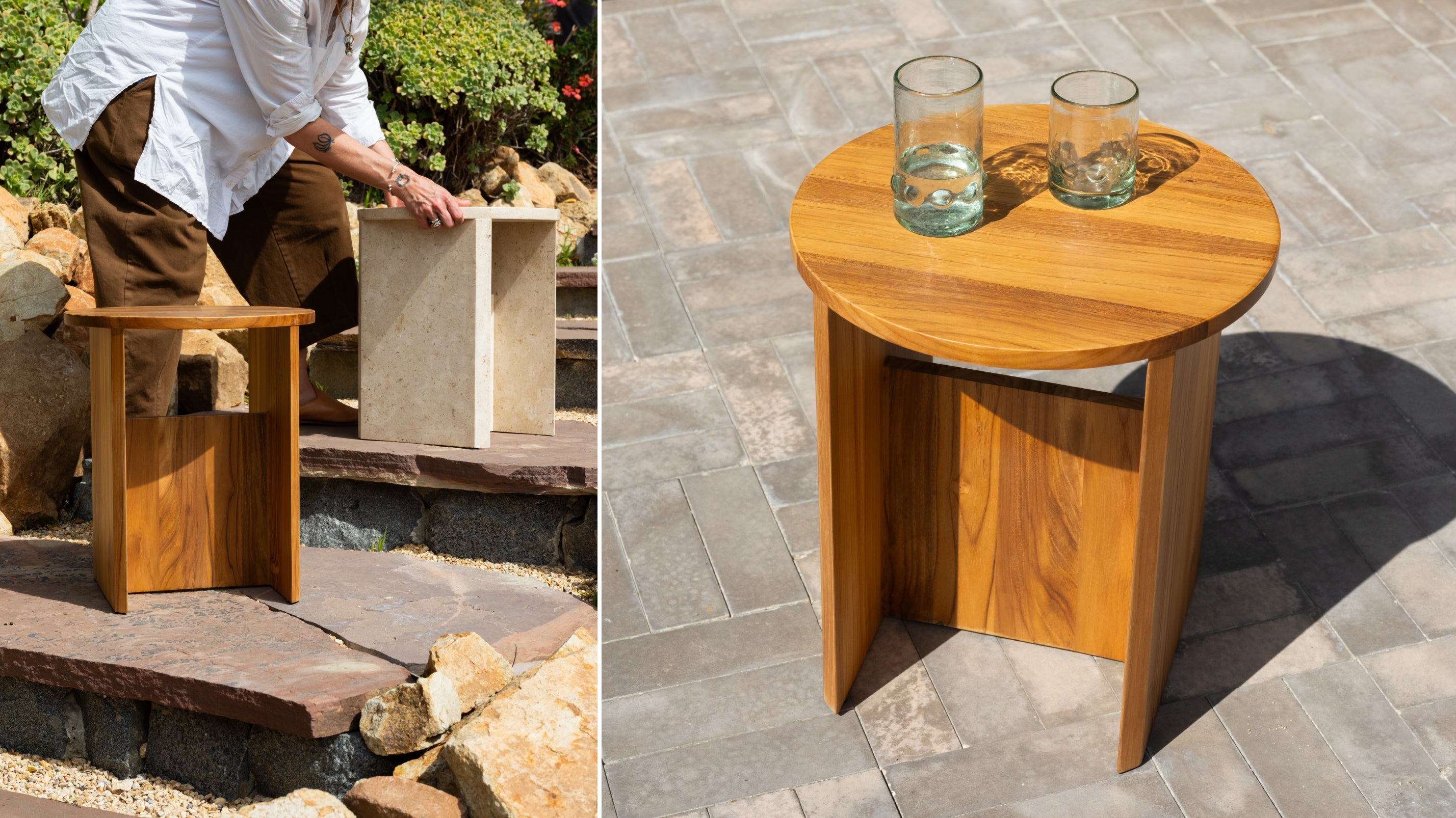 Tabouret de campagne, teck