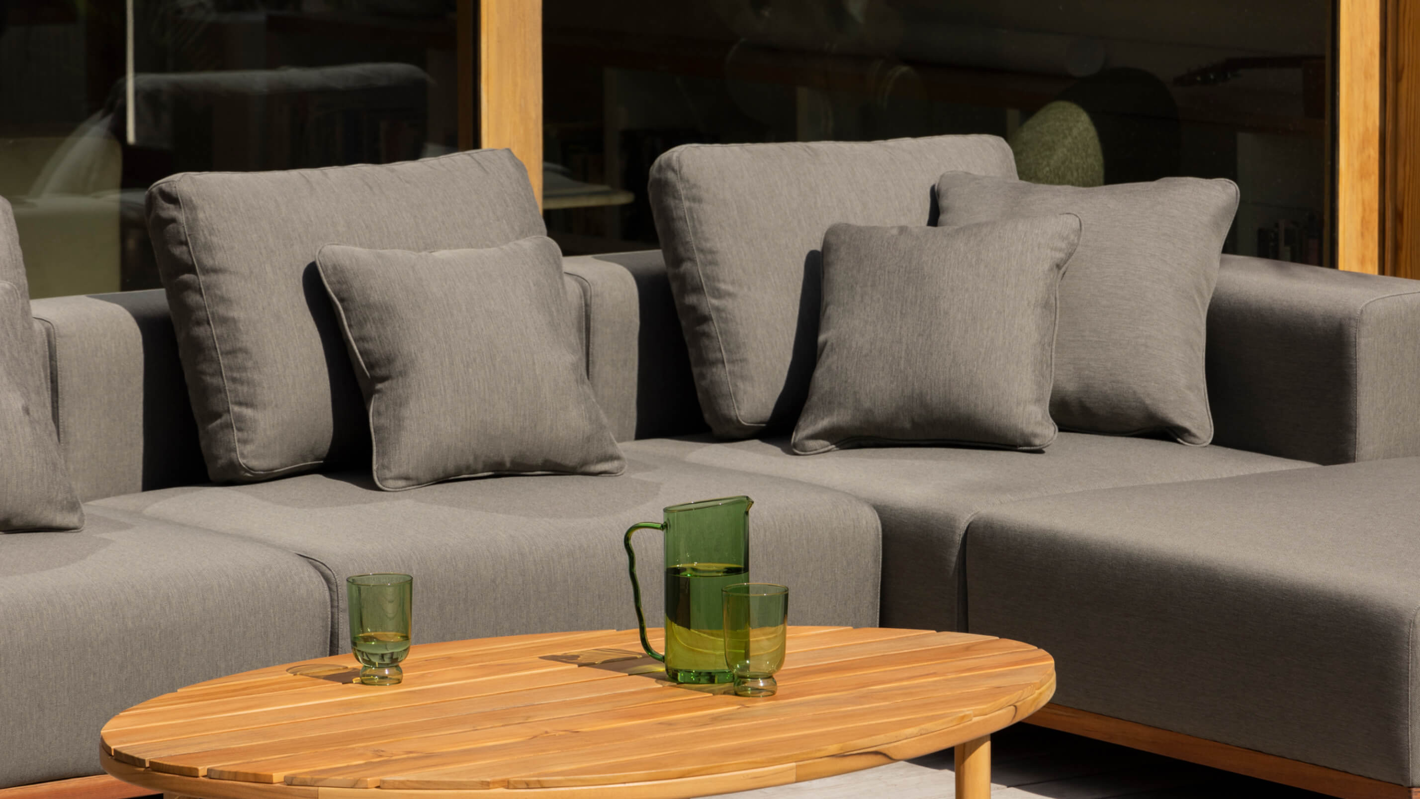 Canapé d'angle d'extérieur Sunny Days, orientation droite, couleur poivre