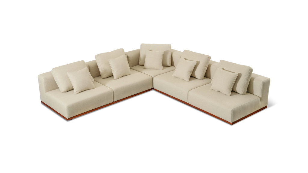 Canapé d'angle modulaire 3 pièces Sunny Days Outdoor, couleur sable