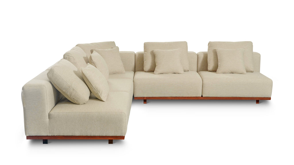 Canapé d'angle modulaire 3 pièces Sunny Days Outdoor, couleur sable